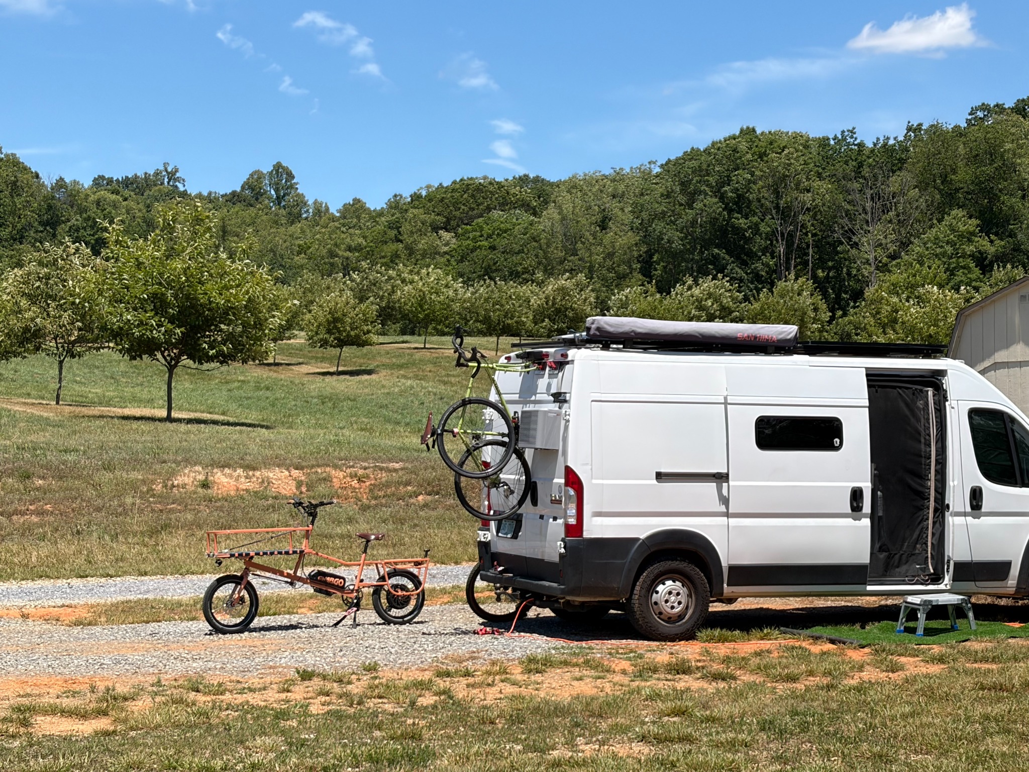 Real bicycle transport van on a trip